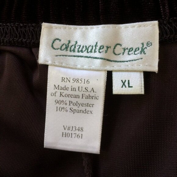 Coldwater Creek Velvet Pants Pull On Wide Leg Dark Brown No Pockets Size XL - Picture 3 of 4